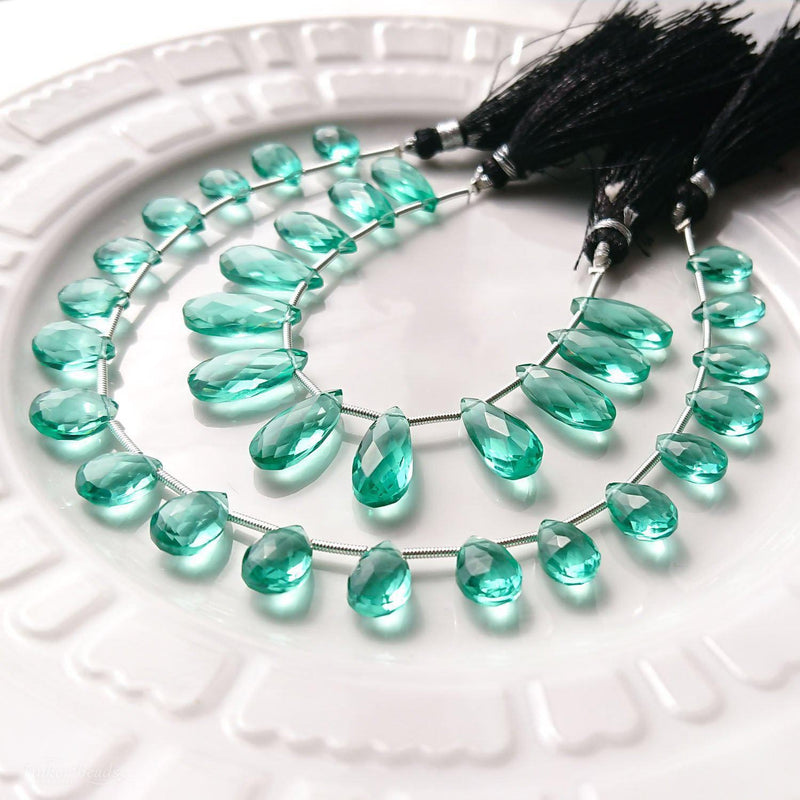 Tinker*quartz<br>エメラルドカラー<br>ペアシェイプカット-Tinker*beads.jp