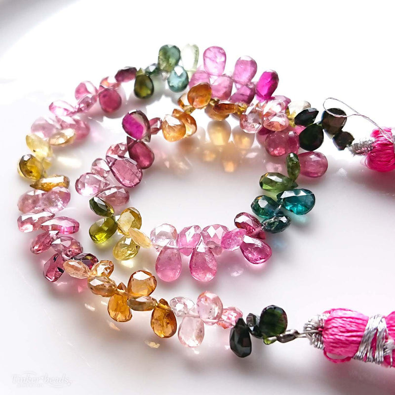 マルチカラートルマリン<br>5mmペアシェイプ-Tinker*beads.jp