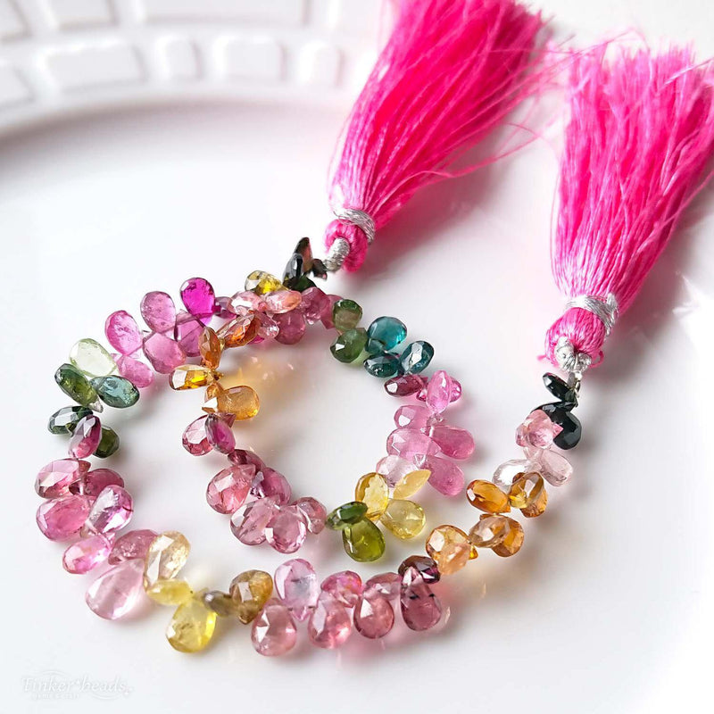 マルチカラートルマリン<br>5mmペアシェイプ-Tinker*beads.jp