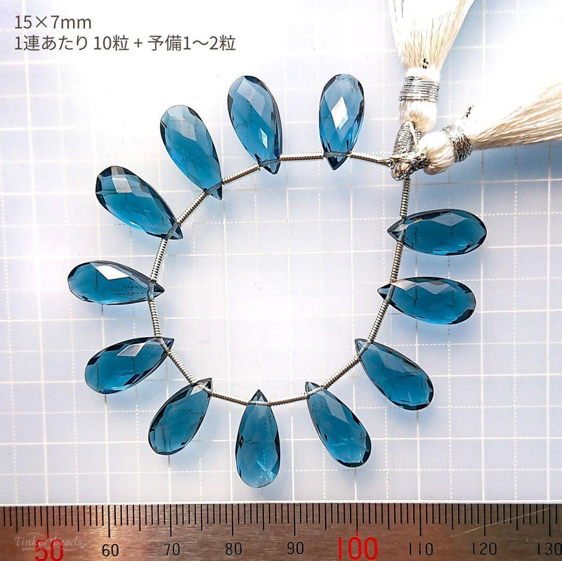 Tinker*quartz<br>ロンドンブルーカラー<br>ペアシェイプカット-Tinker*beads.jp